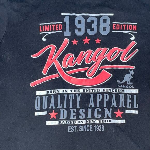 Kangol T-Shirt Mens Medium United Kingdom Kangaroo 1938 New York Cotton Black - Picture 5 of 13